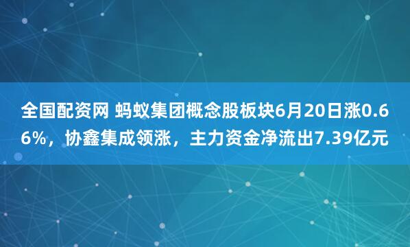 全国配资网 蚂蚁集团概念股板块6月20日涨0.66%，协鑫集成领涨，主力资金净流出7.39亿元
